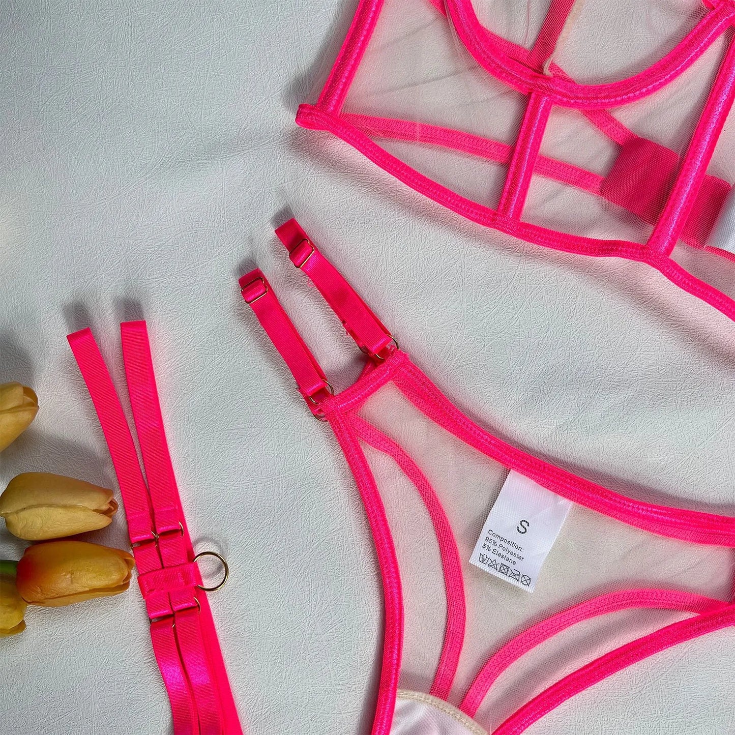 Neon-Dessous, nackte Frauen ohne Zensur, Unterwäsche, die intimes, sexy, nacktes, transparentes Spitzen-BH-Set sehen kann