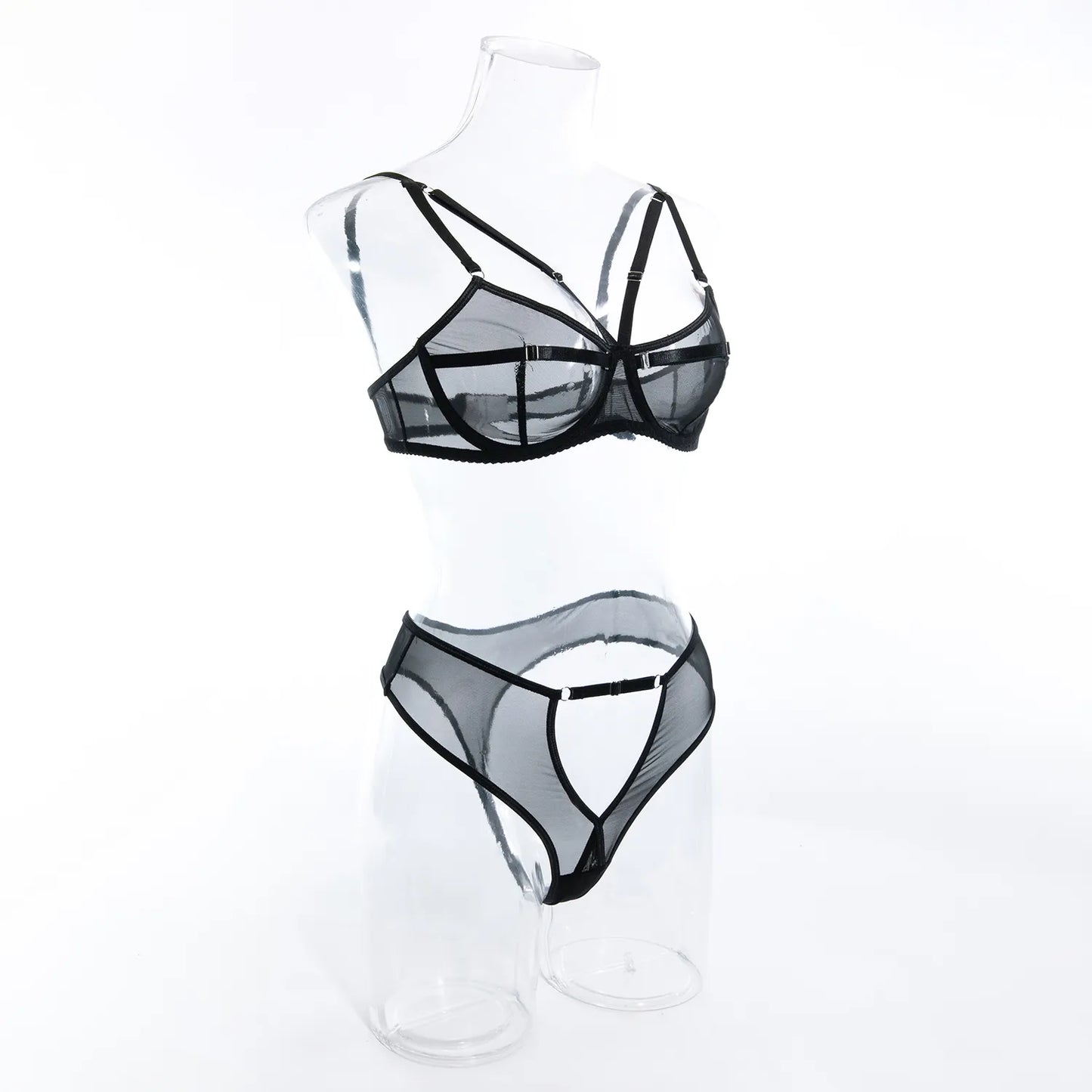 Dessous-Set für Damen, 2-teilig, durchsichtig, Spitze, Bilizna-Set, nahtloses Netz, intimer, sexy BH und Höschen-Set, transparente Unterwäsche