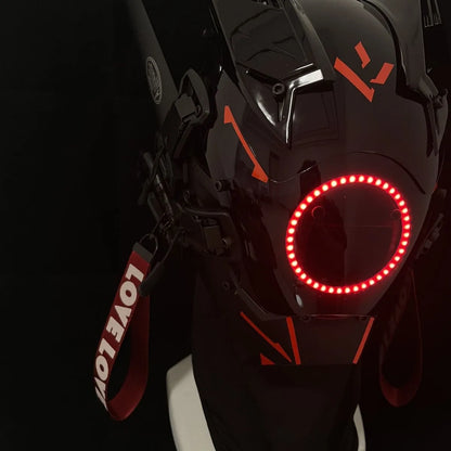 Máscara ligera Shinobi Samurai casco Cyberpunk Cosplay rastas máscara genial con trenzas Led regalo de Navidad y Halloween alas de rastas