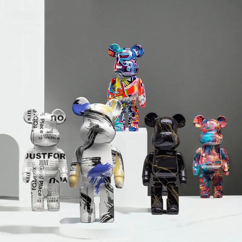 Figuras de osos violentos de Graffiti, miniaturas de Bearbrick, estatua y escultura de muñeco de oso, librería para sala de estar, dormitorio, decoración del hogar