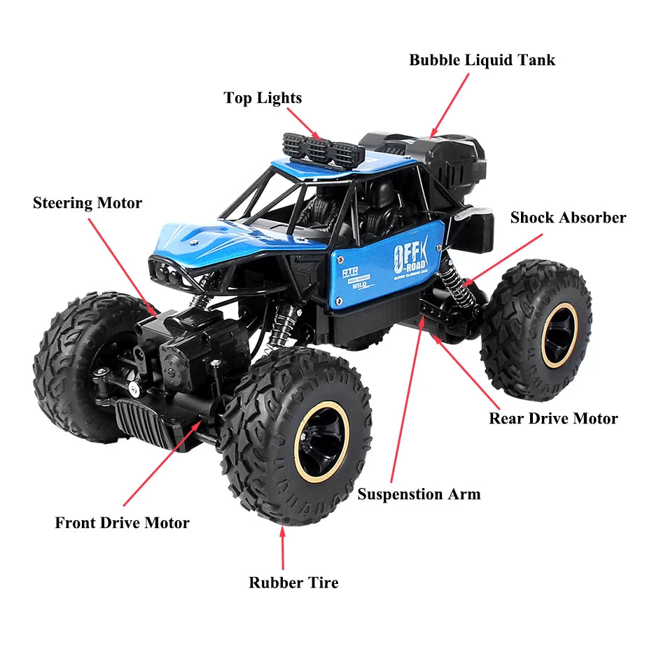 Paisible eléctrico 4WD RC coche Control remoto juguete máquina de burbujas en Radio Control 4x4 Drive Rock Crawler juguete para niños niñas 5514