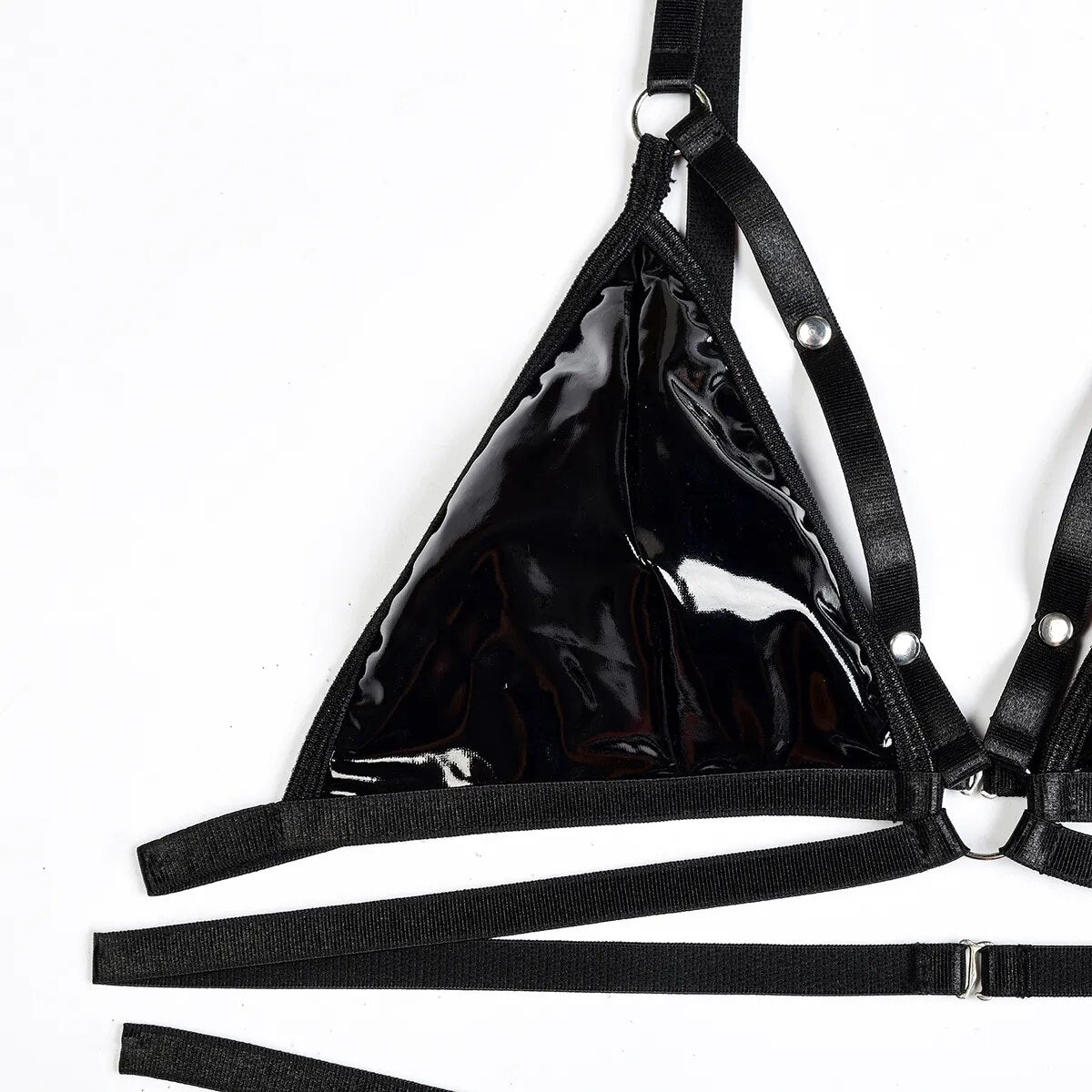 Latex Lingerie Set Women 2 Piece Leather Underwear  Costume Bilizna Sets Silicone Belt Fantasy  Outfit