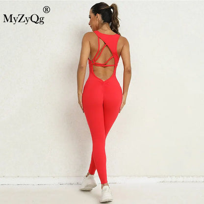 MyZyQg Women Ballet Dance Aerial Sleeveless Yoga Jumpsuit Chest Pad High Elastic Fitness Sports Running Tracksuit Gym Sportswear