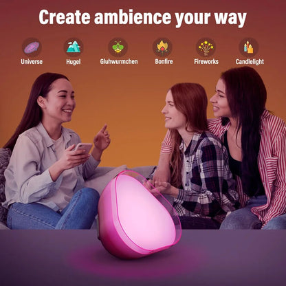 Wifi Smart Desk Lamp Bedside Lamp RGB Music Rhythm Night Light Compatible with Alexa Google Home for Bedroom Party Game Room