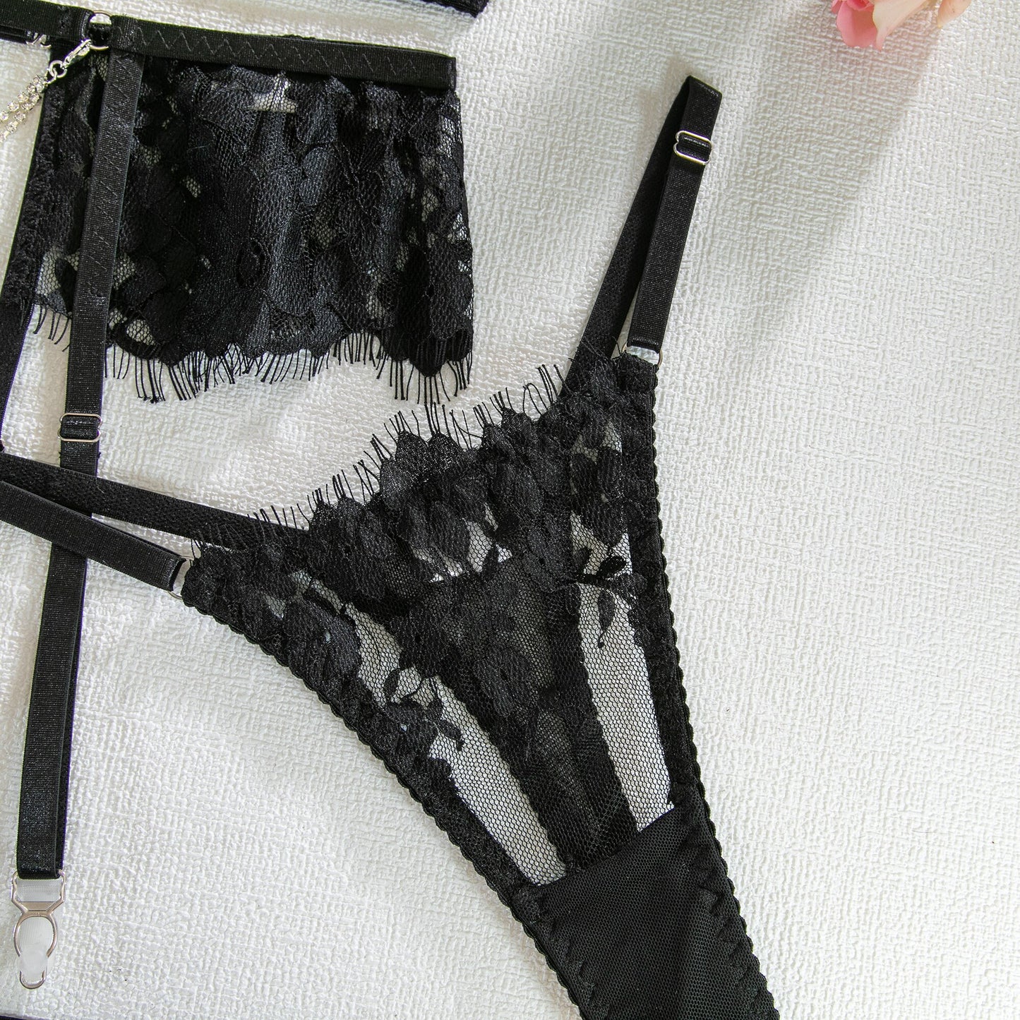 Rhinestone Lingerie See Through Bra Fine Intimate Bra And Panty Set Fancy New In Matching Sets