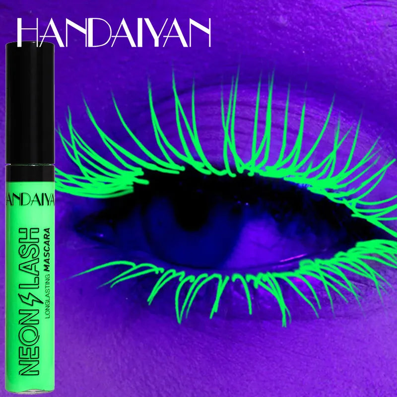 Fluoreszierende Mascara-Verlängerung für Wimpernverlängerung, Augen-Make-up, 6 Farben, UV-Wimpern, langlebig, wasserdicht, leuchtende Mascara-Creme