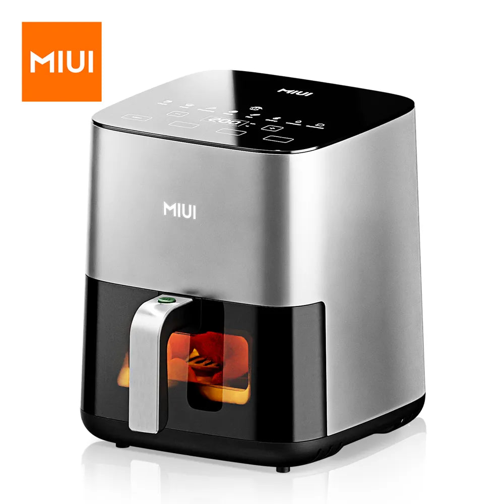 MIUI Freidora de Aire de 5L, Horno eléctrico de freidora de Aire Caliente, Cocina sin Aceite con Control táctil, Cesta Antiadherente y Ventana Visible, tamaño Familiar