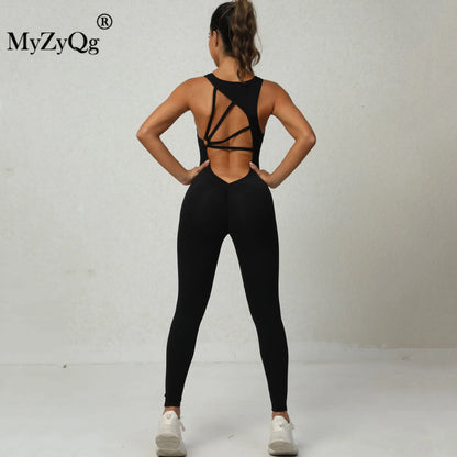 MyZyQg Women Ballet Dance Aerial Sleeveless Yoga Jumpsuit Chest Pad High Elastic Fitness Sports Running Tracksuit Gym Sportswear