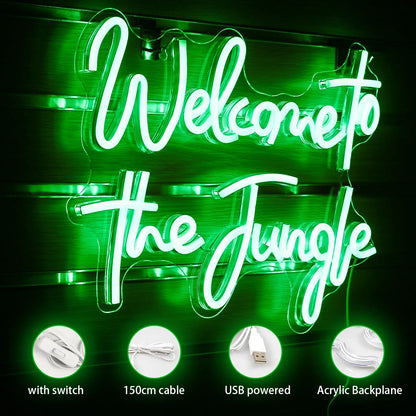 Neon Sign LED Light Welcome to the Jungle Neon Light Signs Bedroom Office Wall Decor Party Bar Shop Club Decorations Neon Art