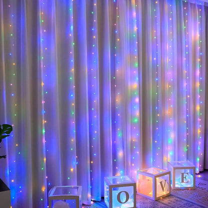 Lámpara Solar LED para exteriores, luces de cortina impermeables, guirnalda de alambre de cobre, luces de hadas, fiesta de boda, jardín, decoración navideña