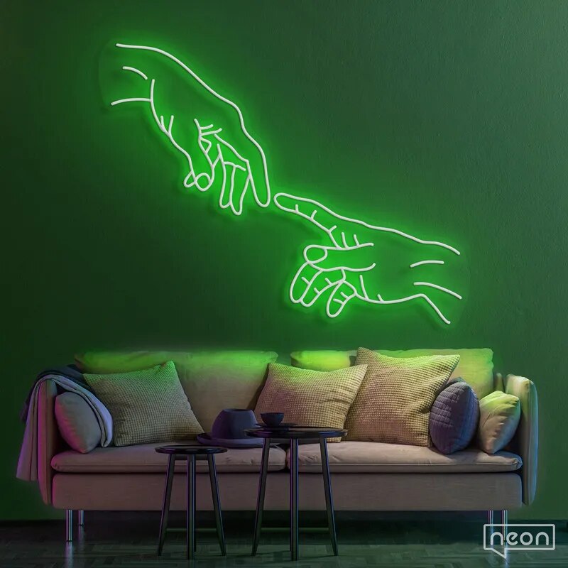 Wanxing hand of god neon Sign Light Office Living Room Interior Design, Neon sign wall art,Neon sign wall decor