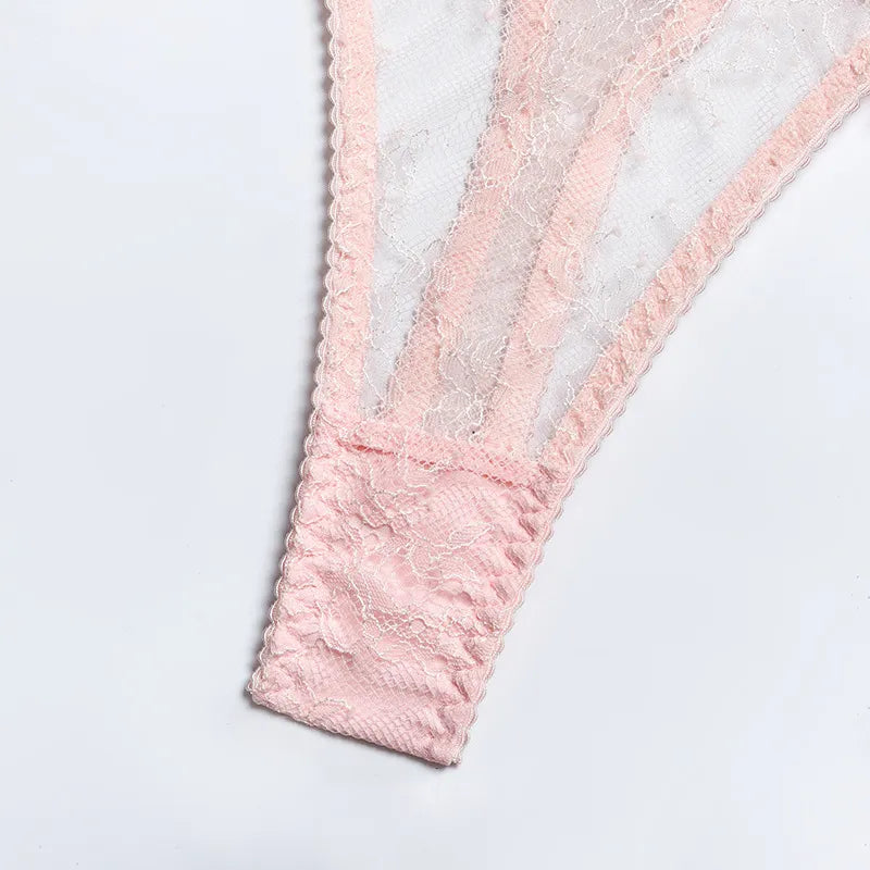 Conjuntos de lencería de plumas para mujer, ropa interior de encaje fino con cadena, Tanga de lujo, conjunto de sujetador, íntimo transparente