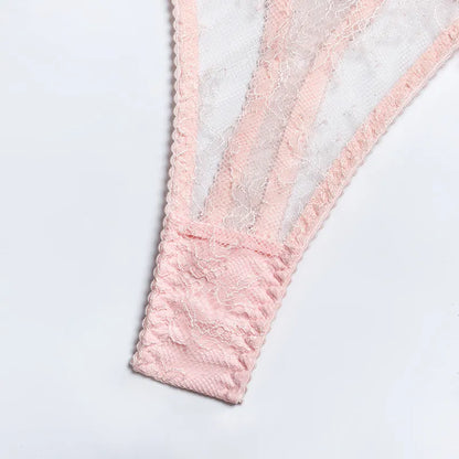 Conjuntos de lencería de plumas para mujer, ropa interior de encaje fino con cadena, Tanga de lujo, conjunto de sujetador, íntimo transparente