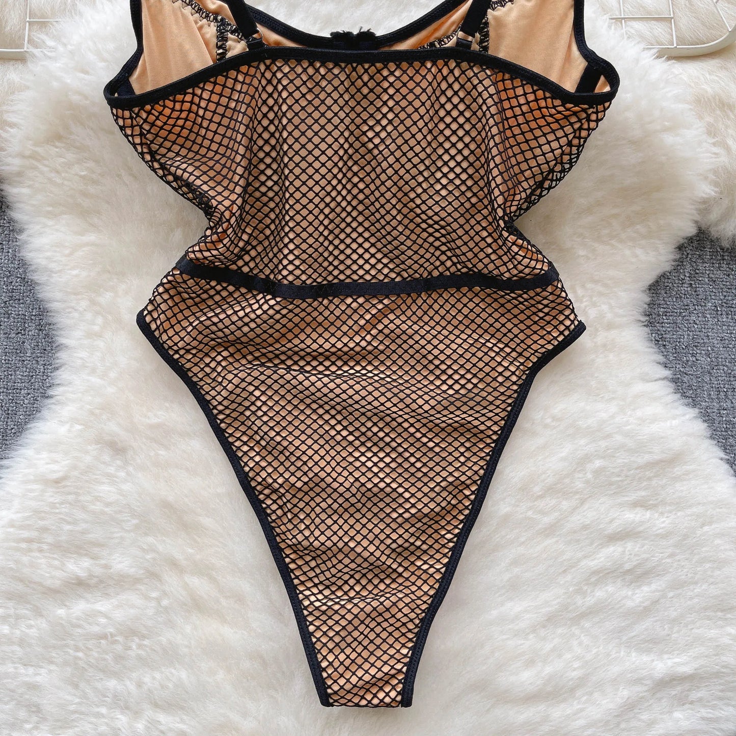 Wanita Damen-Träger, rückenfrei, sexy Bodys, ärmellos, Korsett-Hülle, sinnlicher Bikini, 2023, modische Mesh-Playsuits