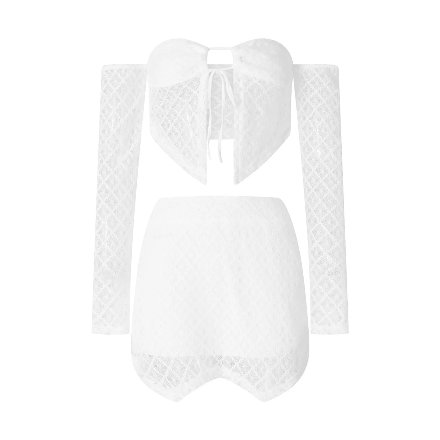 Hirigin, falda Sexy de punto de ganchillo para mujer, conjunto de 2 uds, camisola de punto calada, minifalda ceñida de cintura alta, trajes de fiesta nocturna