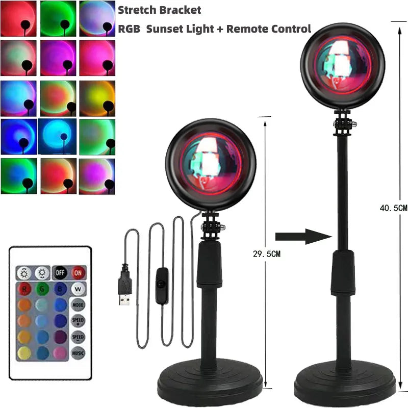 Sonnenuntergang Projektor Lampe Regenbogen Atmosphäre Nachtlicht Sonnenuntergang Licht für Schlafzimmer Zimmer Dekoration Hintergrund Wand Tiktok Tischlampe