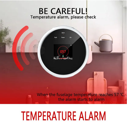 Tuya Wifi Leak With Temperature Function Combustible Gas Detectors Support Home Smart Life Natural Gas Alarm Sensor LCD Display