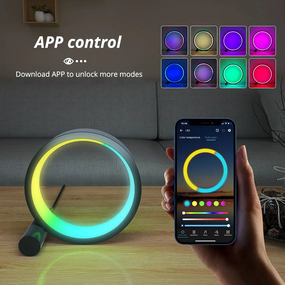 Luz LED nocturna inteligente RGB, lámpara de ambiente de escritorio, Control por aplicación Bluetooth, adecuada para decoración de cabecera de dormitorio y sala de juegos