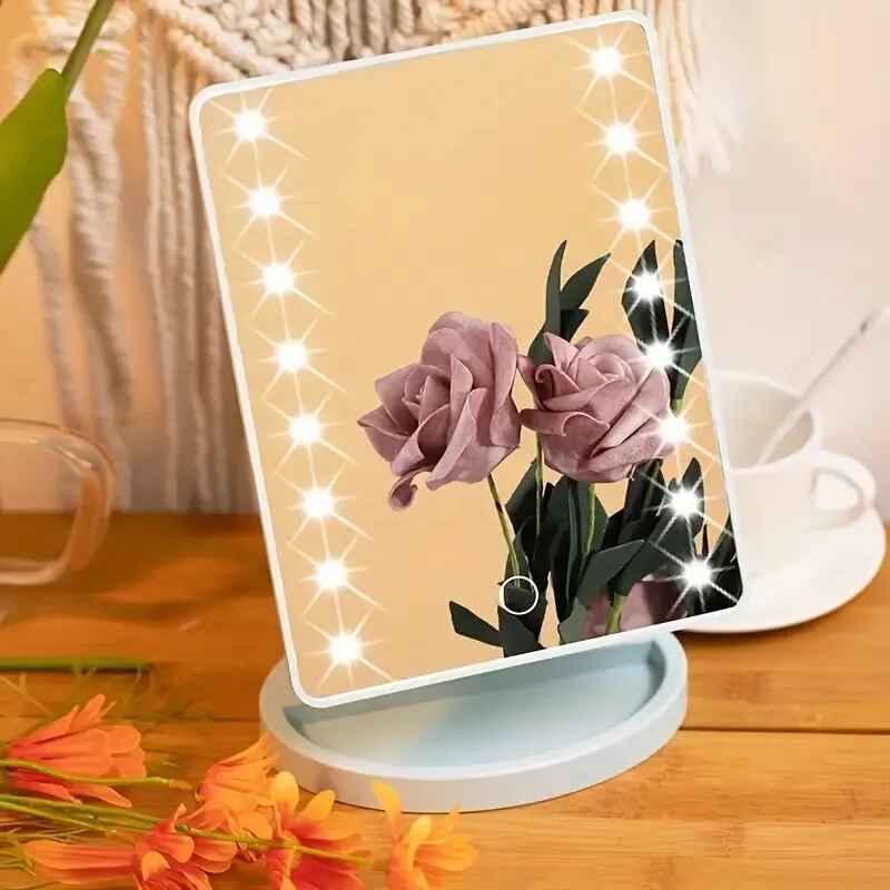 Lighted Makeup Mirror, Square Battery & USB RechargeableDual-use Beauty Mirror ,Touch Screen VanityMirror,Brightnes