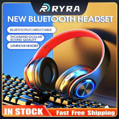 Luminous Bluetooth 5.1 Headphone With Wireless Bluetooth Colorful Light Pluggable Card Music Movement HIFI Stereo Gaming Headset