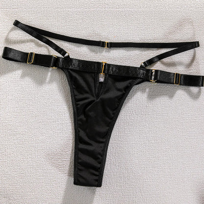 Lencería acolchada para mujer, ropa interior Sexy para mujer, conjunto de sujetador y bragas finos, Liga de lujo con cadena, conjunto Bilizna