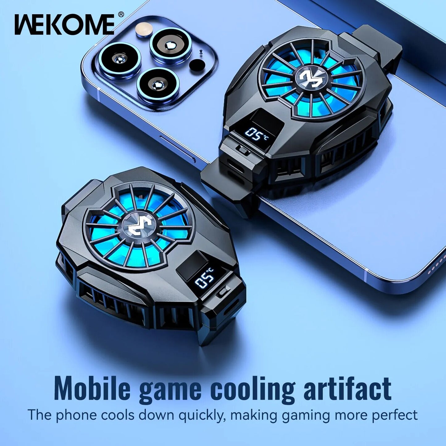 WEKOME Mobile Phone Heat Dissipator with Temperature Display, Gaming Cooling Radiator with Universal Back Clip for Mobile Phones