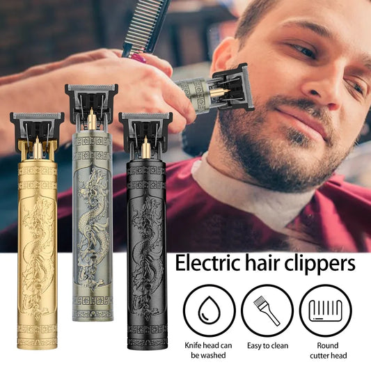 Cortadora de pelo eléctrica T9 Vintage para hombre, afeitadora profesional recargable para peluquero, dragón y Buda