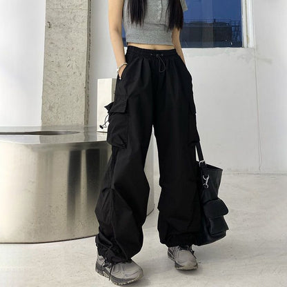 Streetwear Hip Hop Cargo Pants Women Fashion Pockets Oversize Loose Trousers Summer Bf Korean High Waist Wide Leg Pants New