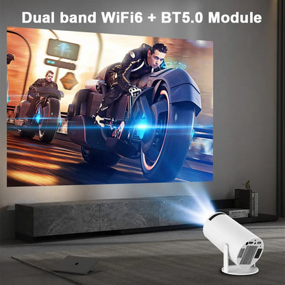 Transspeed Android 11Projektor 1280*720P 4K Wifi6 200ANSI AllwinnerH713 180° flexible BT5.0 Heimkino Outdoor tragbarer Projektor