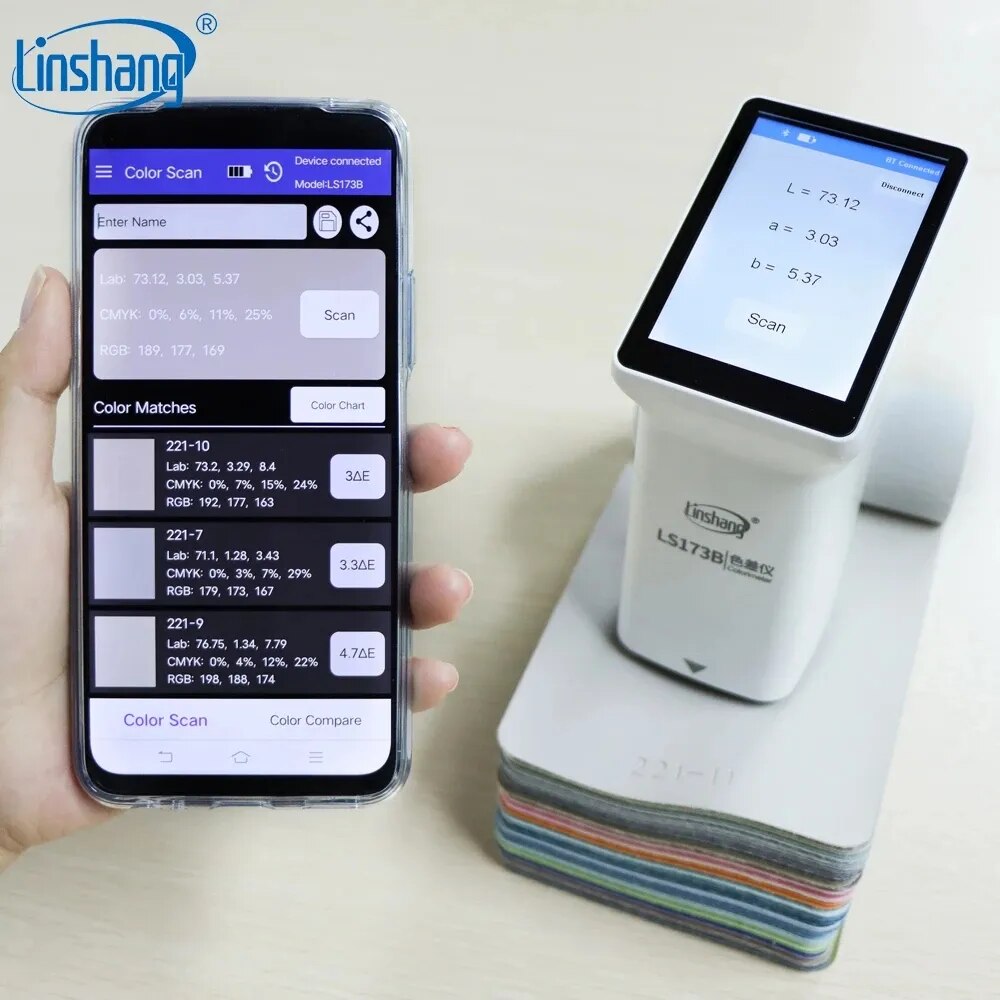 Linshang LS172 LS173 LS172B LS173B Smart Touch Screen Colorimeter for Coating Ceramic Plastic Paint Color Measurement Comparison