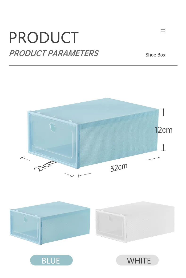 Caja de zapatos con tapa transparente, organizadores de zapatos, cajas de almacenamiento plegables gruesas a prueba de polvo, armario de zapatos combinado apilable