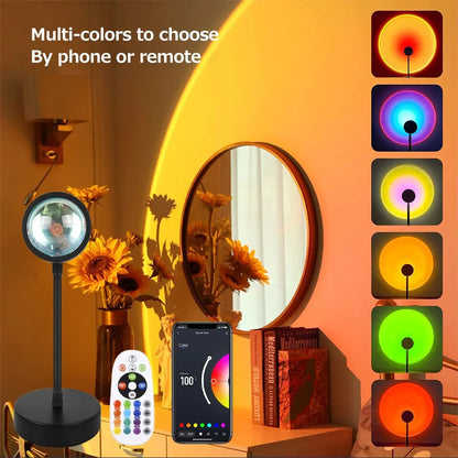 Tuya USB Sunset Lamp LED Rainbow RGB Night Light Projector Photography Wall Atmosphere Lighting for Bedroom Home Room Decor Gift