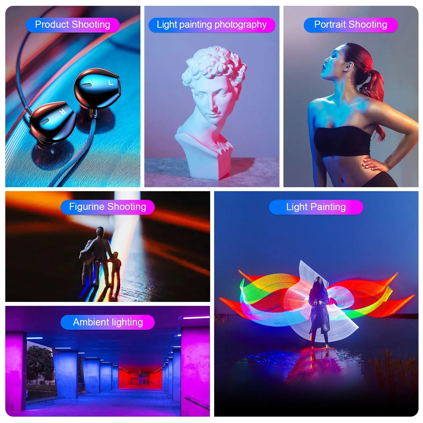 P400 RGB Light Wand Handheld LED Tube Built-in Battery 2500-6500k 36000 Colors Photography Lamp Lighting for Youtube Vlog Party