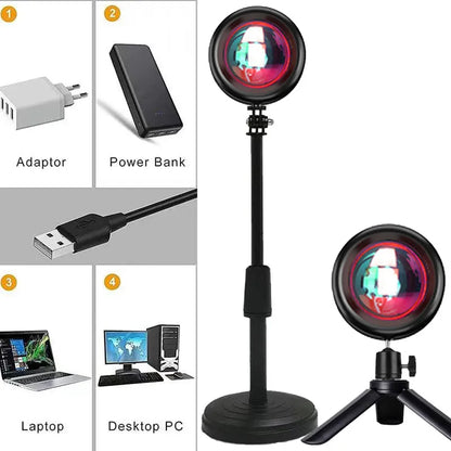 Sonnenuntergang Projektor Lampe Regenbogen Atmosphäre Nachtlicht Sonnenuntergang Licht für Schlafzimmer Zimmer Dekoration Hintergrund Wand Tiktok Tischlampe