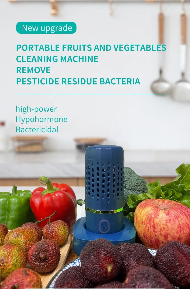 Protable Fruit Vegetable Washing Machine Capsule Shape Wireless Food Purifier Household Disinfection vegetables