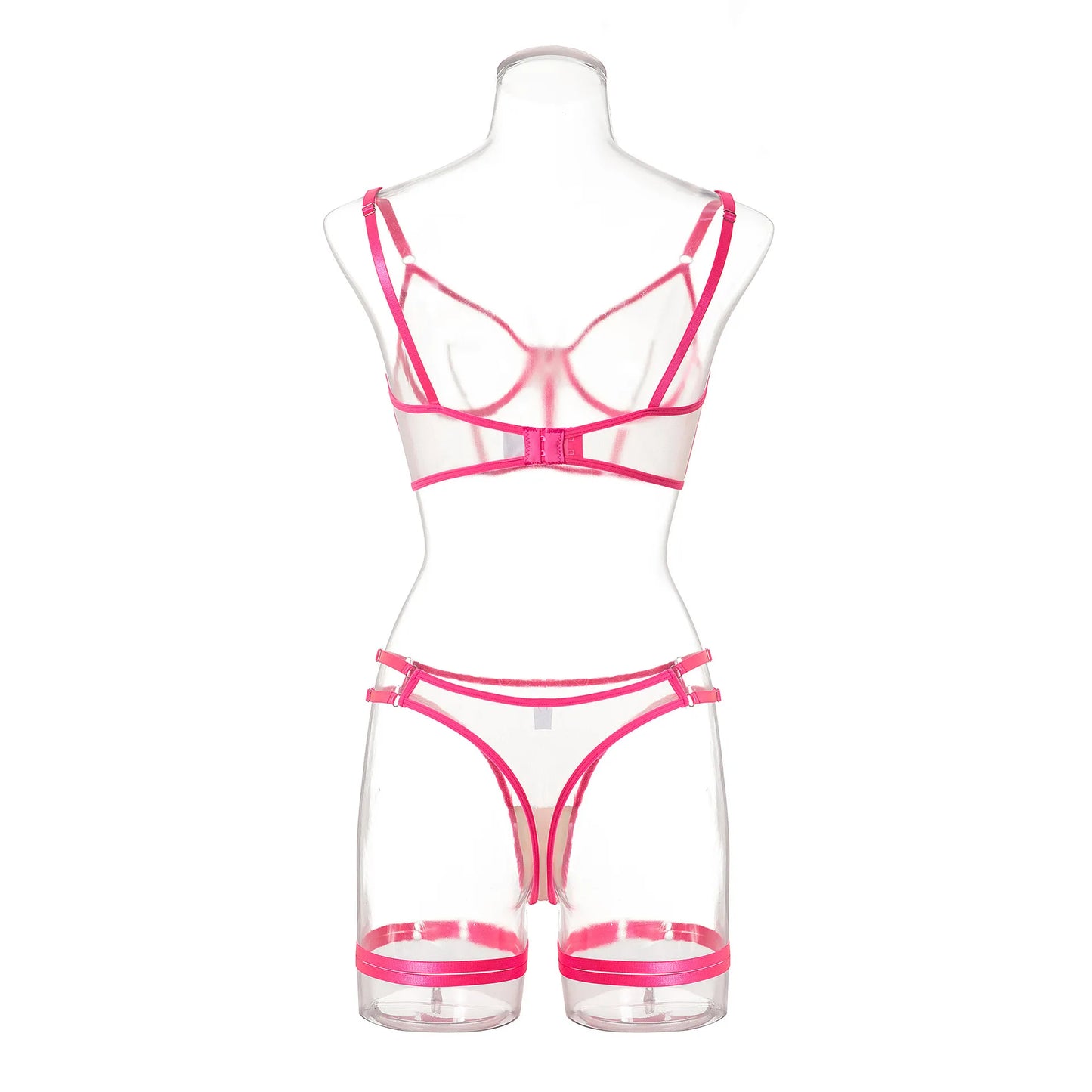 Neon Sexy Underwear Women Body Female Lingerie Sexy Costume Transparent Bra  Outfit 4-Piece Lace Intimate