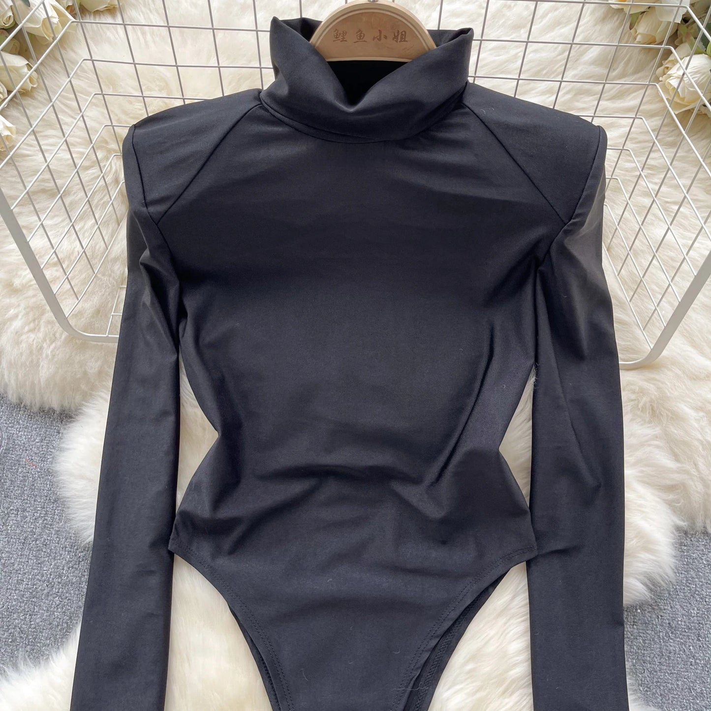 Wanita Mode Offener Schritt Sexy Y2K Bodys Halb Hoher Kragen Lange Ärmeln Bodycon 2023 Streetwear Sinnliche Schlanke Playsuits