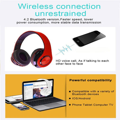 Luminous Bluetooth 5.1 Earphones In Ear Foldable Computer Wireless Headphones Noise Cancellation Subwoofer Stereo Gaming Headset