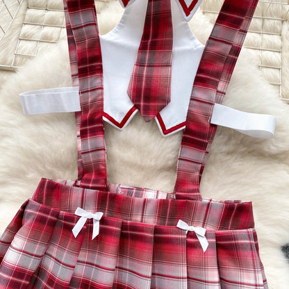 Traje de cosplay de estilo pijo para mujer, camisón Sexy ajustado a cuadros con agujeros y Espalda descubierta, ropa de dormir plisada Hotsweet Wanita