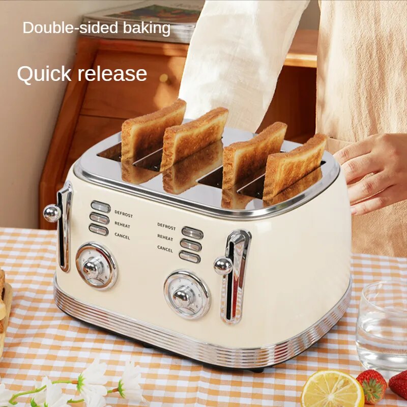 Retro Four-piece Toaster Multifunctional Home Breakfast Maker Toaster Spit Driver Small Appliance Roti Maker  Food Processors