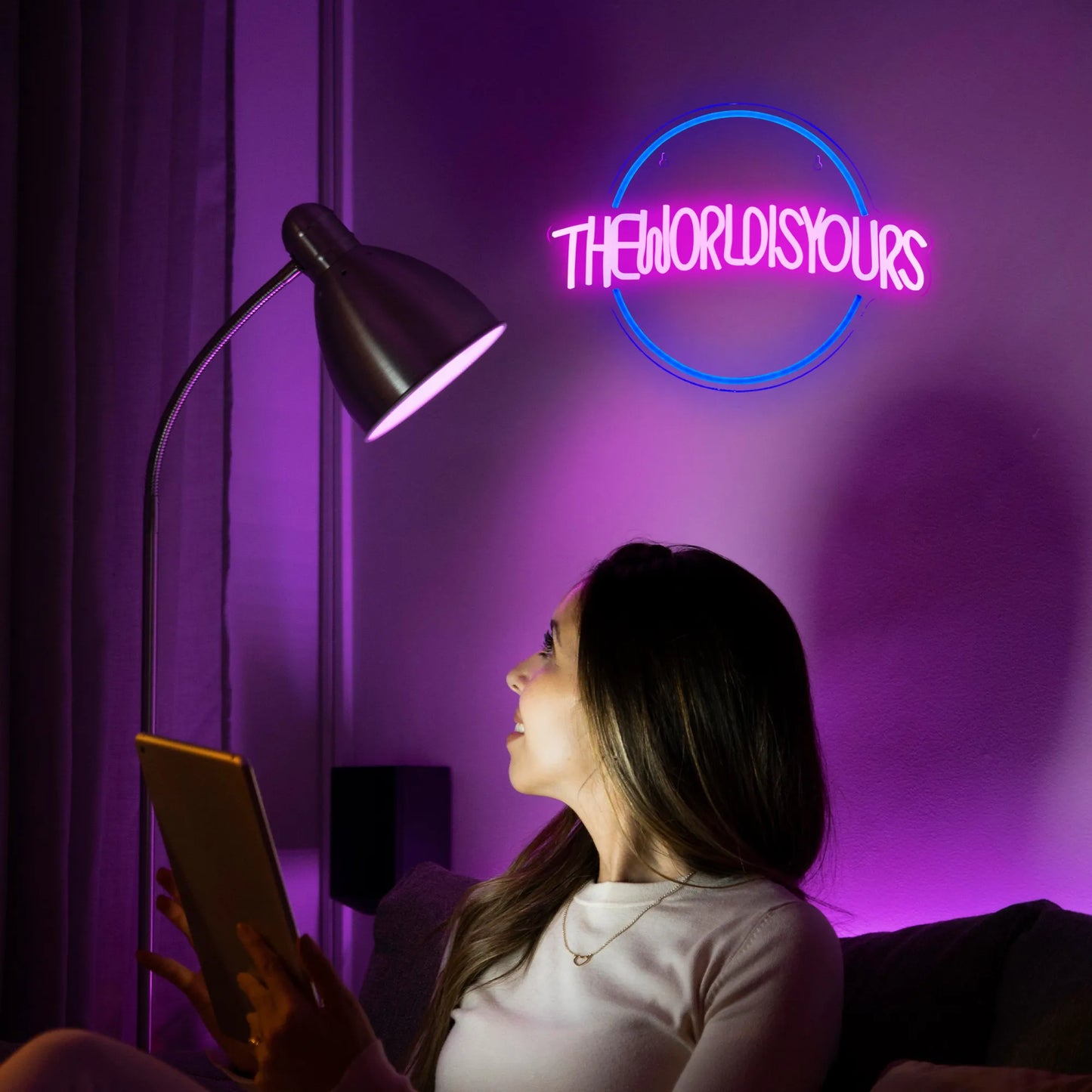 The World Is Yours, personalisiertes Neon-LED-Lichterschild, Schlafzimmer, Party, Geburtstag, Gastgeschenke, Zimmer, Weihnachten, Bar, Lampen, Wanddekoration