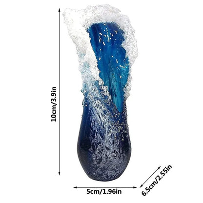 New Arrival Sea Ocean Wave Vase Handmade Resin Art Flower Pot Ornament Modern Desktop Living Room Creative Home Decor