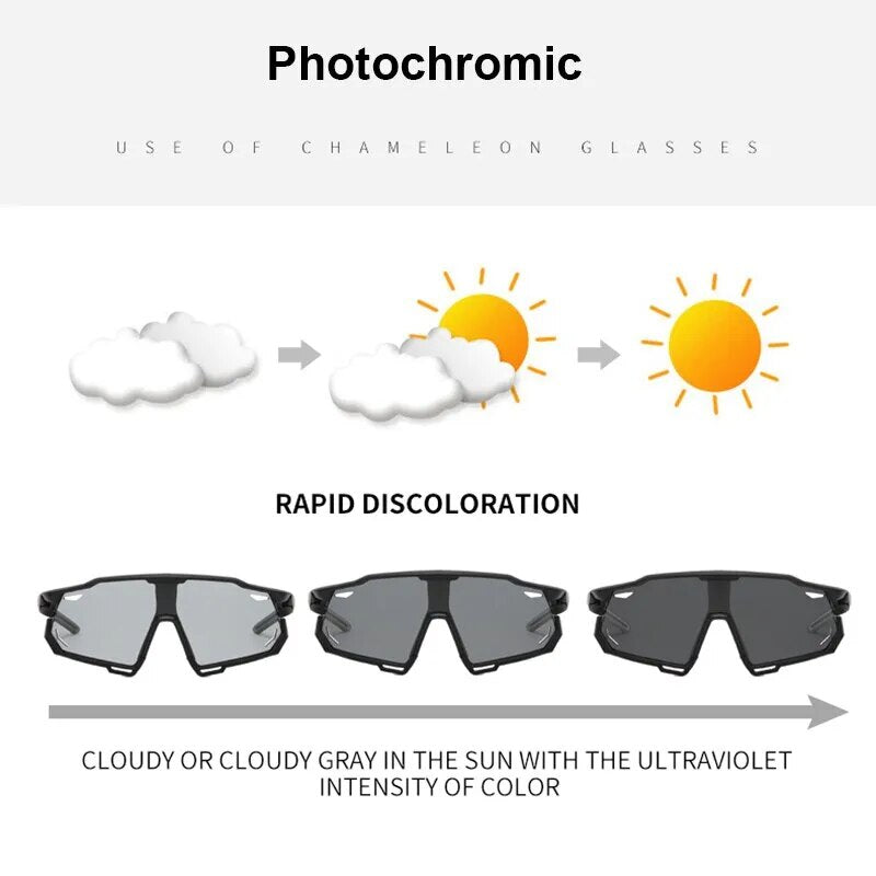 Photochromic Cycling Glasses Men Women Sunglasses Mountain Bike Road Eyewear New Bicycle Riding Outdoor Sports Hiking Goggles