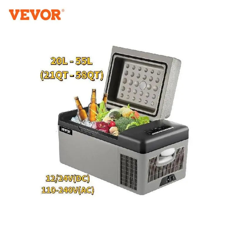 VEVOR 20L 22L 35L 45L 55L Car Refrigerator Mini Fridge Freezer Portable Compressor Cooler 12/24V DC 110-240V Ice Box for Camping