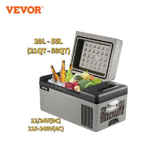 VEVOR 20L 22L 35L 45L 55L Autokühlschrank Mini-Kühlschrank mit Gefrierfach Tragbarer Kompressorkühler 12/24V DC 110-240V Eisbox für Camping