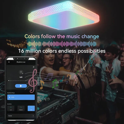 Luz de techo WiFi sincronización de música, Control de voz Alexa Google Home, Compatible con aplicación, luz regulable Multicolor RGBCW