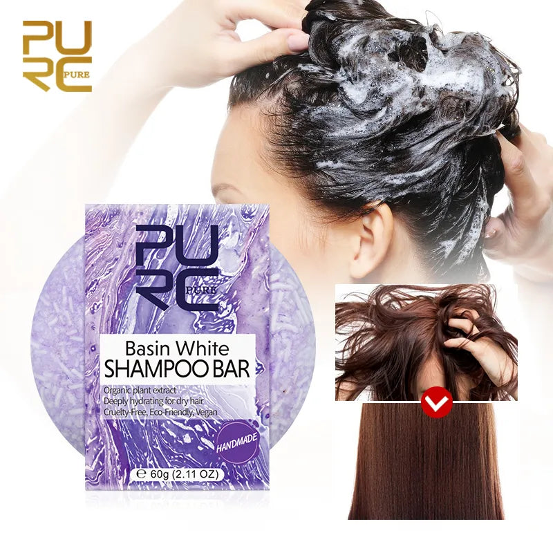 Champú para el cabello orgánico Natural, jabón sin silicona, lavanda, champú para el cabello, barra hecha a mano, jabón nutritivo para reparar el cuidado del cabello dañado