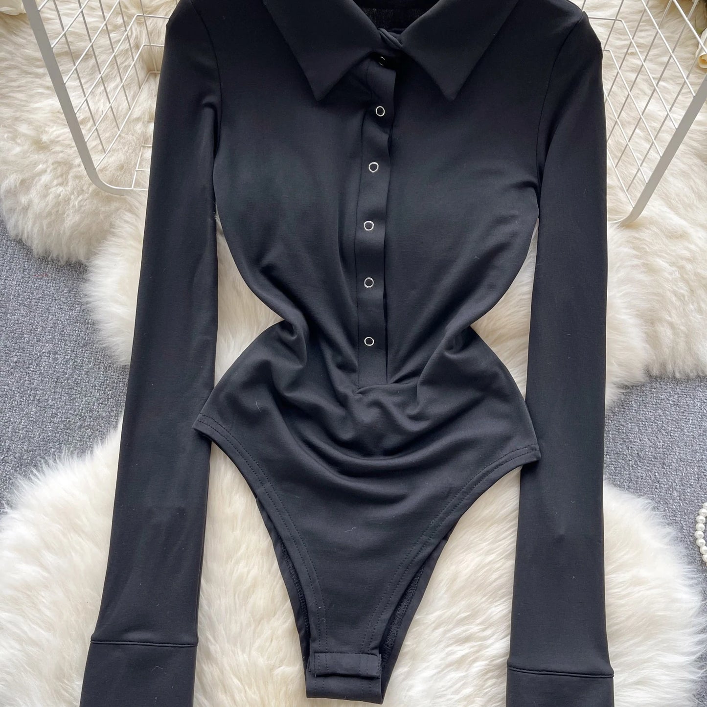 2023 frauen Streetwear Sexy Bodys Taste Polo Kragen Lange Ärmeln Y2K Outwear Mode Offenem Schritt Schlank Playsuits Wanita