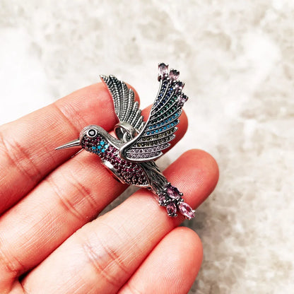 Large Colourful Hummingbird Pendants Autumn Fine Jewelry 925 Sterling Silver Accessorie Bohemia Gift For Women