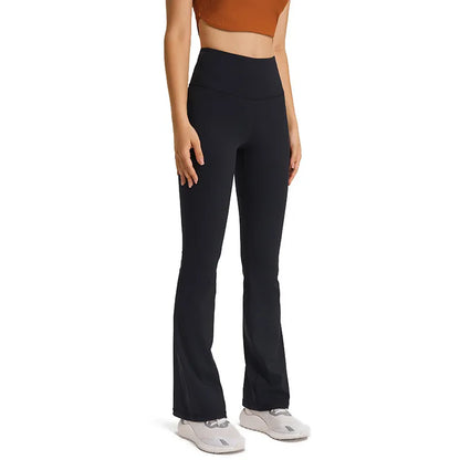 Groove Damen High Rise Nude Yoga-Hose, weites Bein, ausgestellte Sport-Gymnastik-Leggings, Damen-Fitness-Strumpfhose, Workout-Sportbekleidung